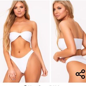 White Bow Top Bikini Set